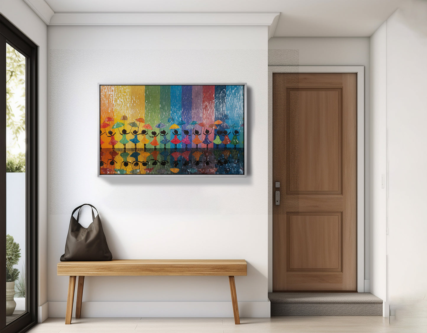 Black Girls Rainbow Umbrella Black children wall art view 59