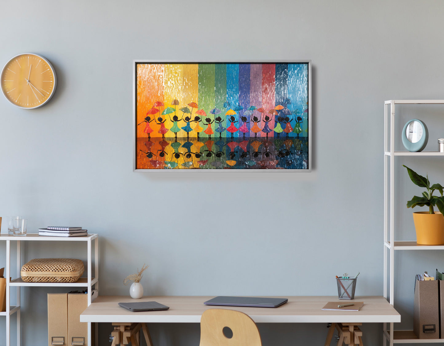 Black Girls Rainbow Umbrella Black children wall art view 60