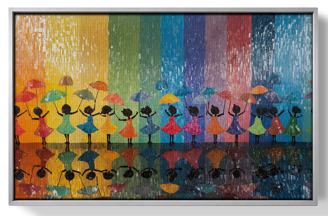 Black Girls Rainbow Umbrella Black children wall art view 55