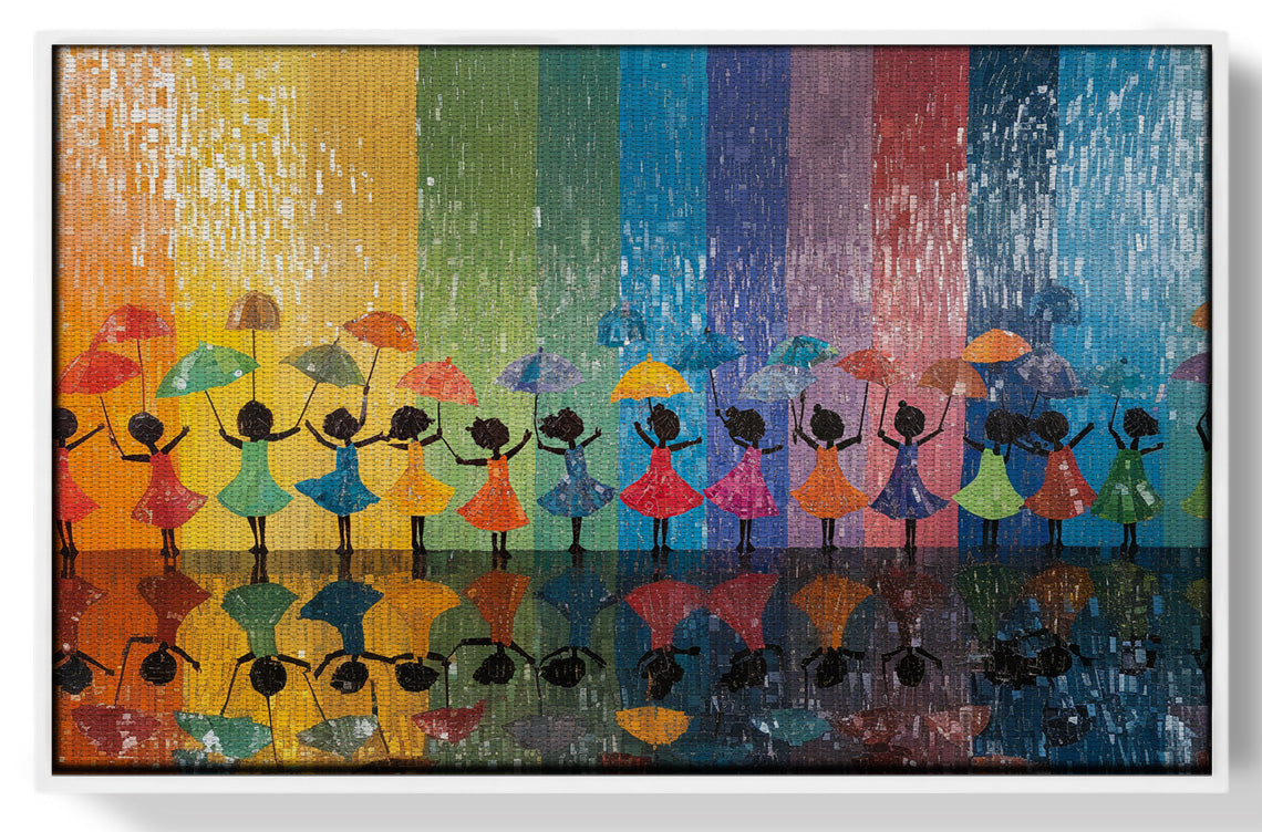 Black Girls Rainbow Umbrella Black children wall art view 61