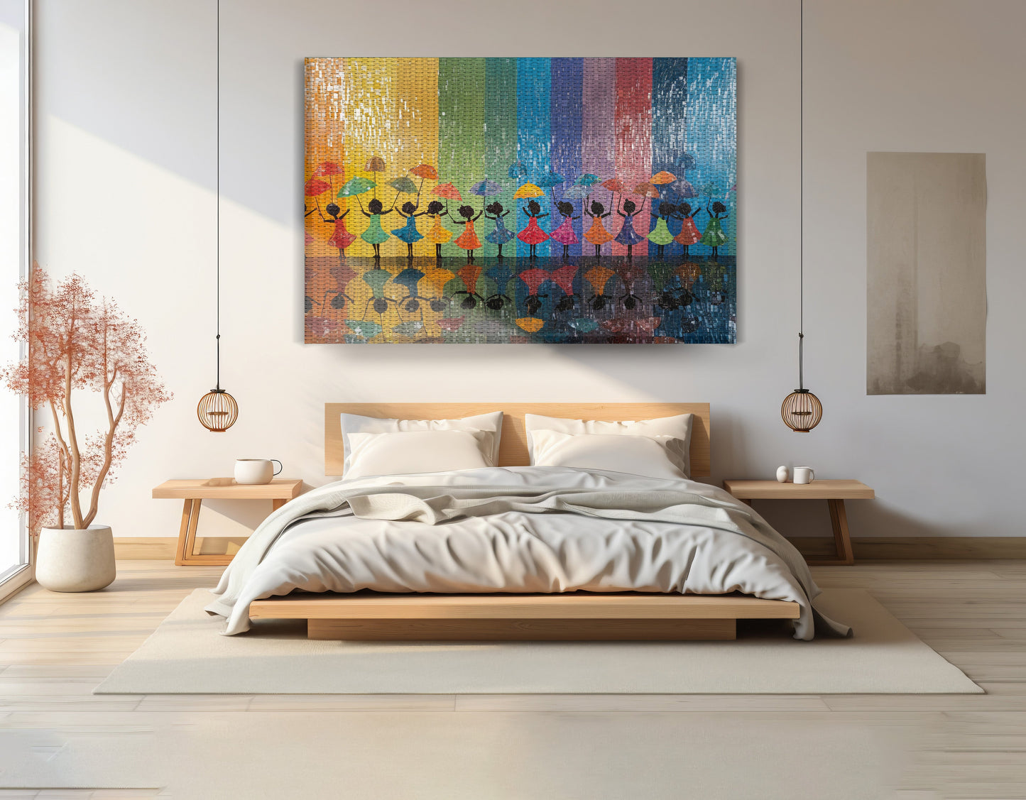 Black Girls Rainbow Umbrella Black children wall art view 15