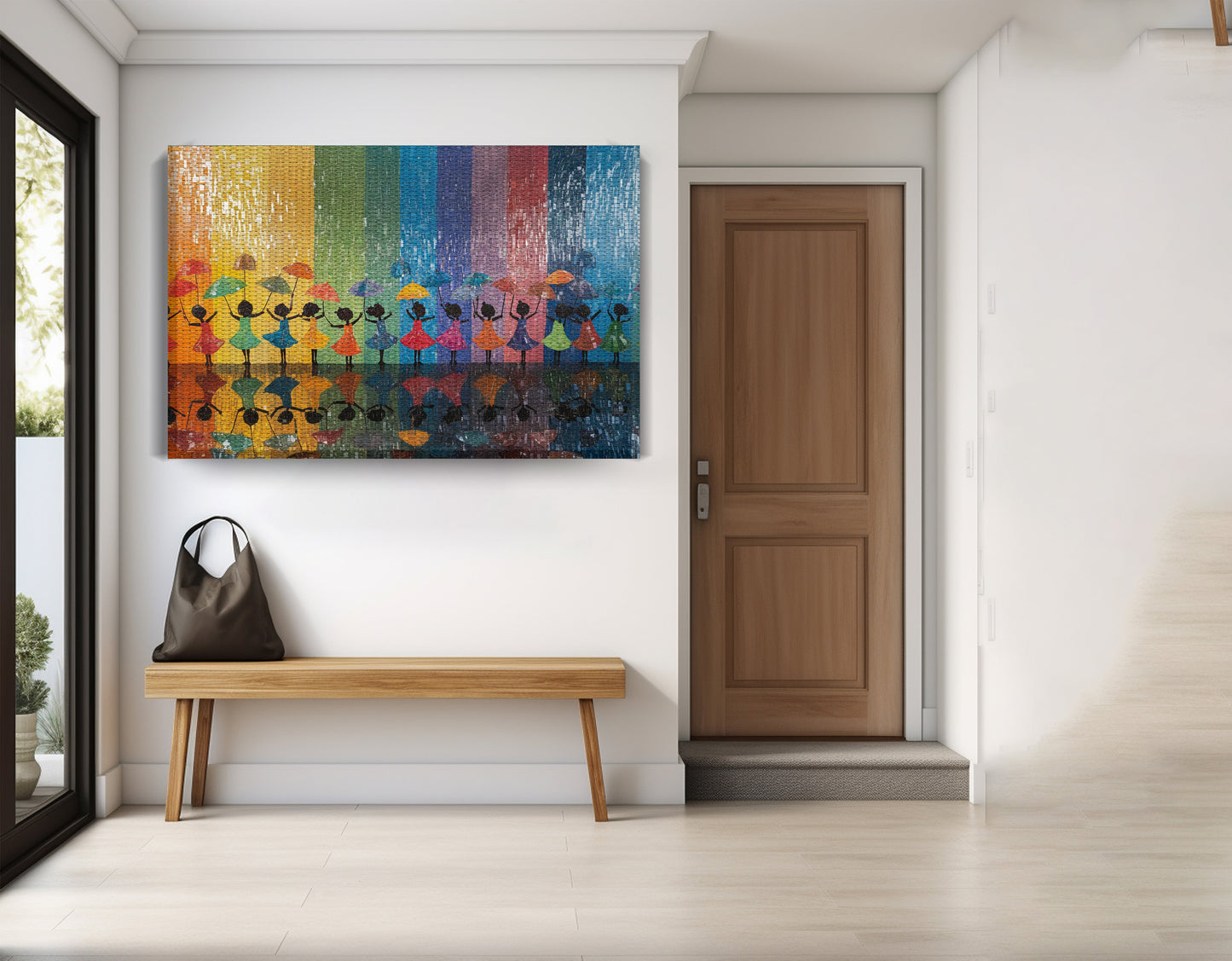 Black Girls Rainbow Umbrella Black children wall art view 17