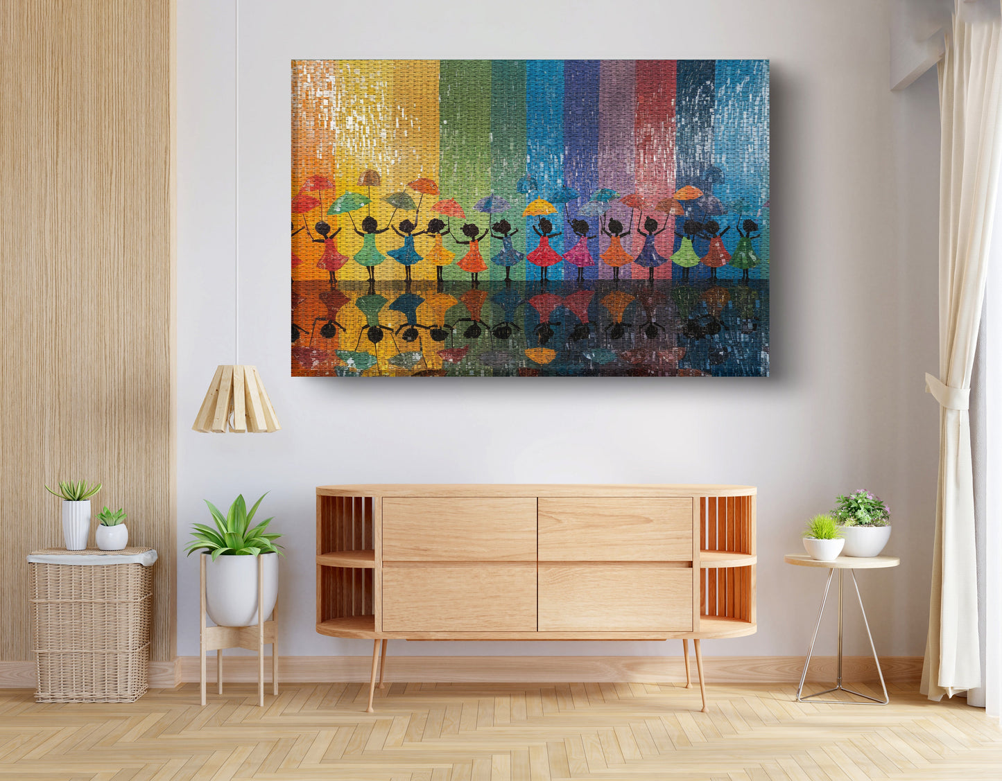 Black Girls Rainbow Umbrella Black children wall art view 14