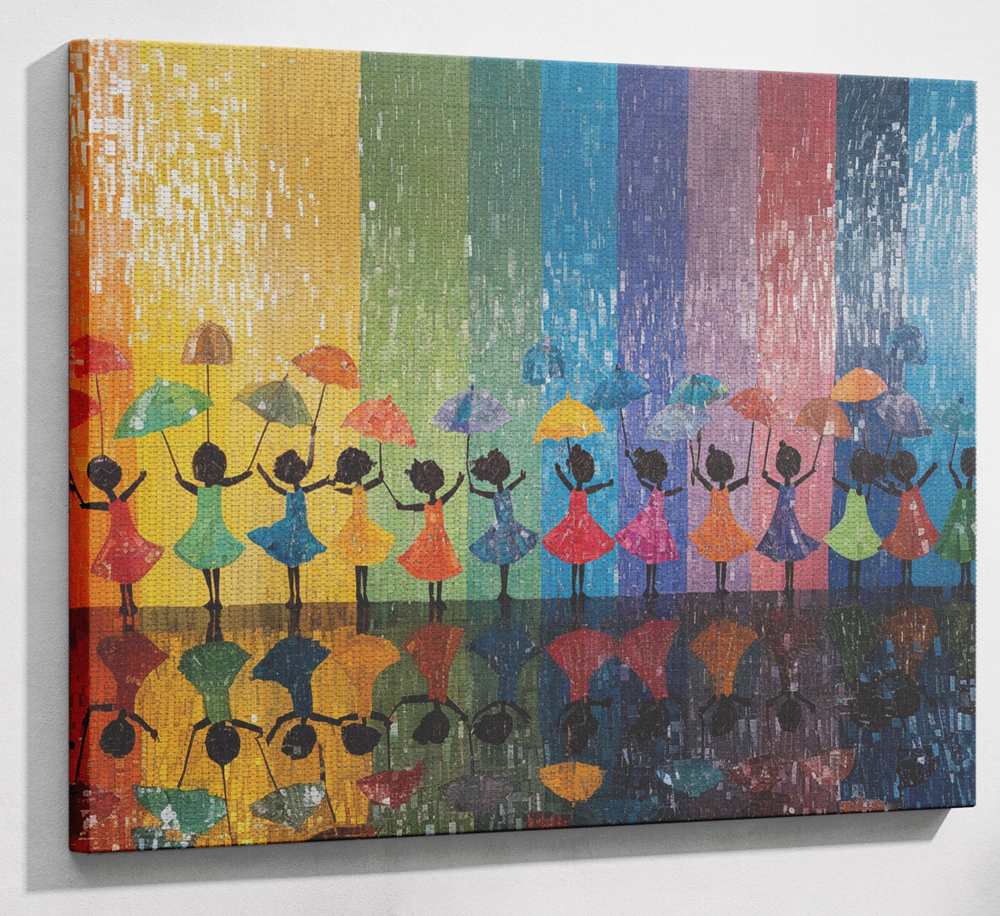 Black Girls Rainbow Umbrella Black children wall art view 13