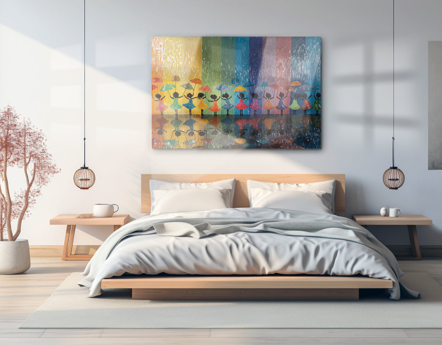 Black Girls Rainbow Umbrella Black children wall art view 21