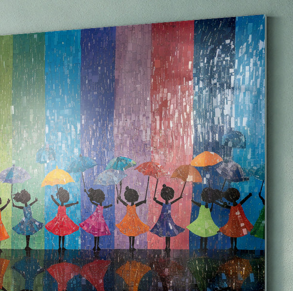 Black Girls Rainbow Umbrella Black children wall art view 22
