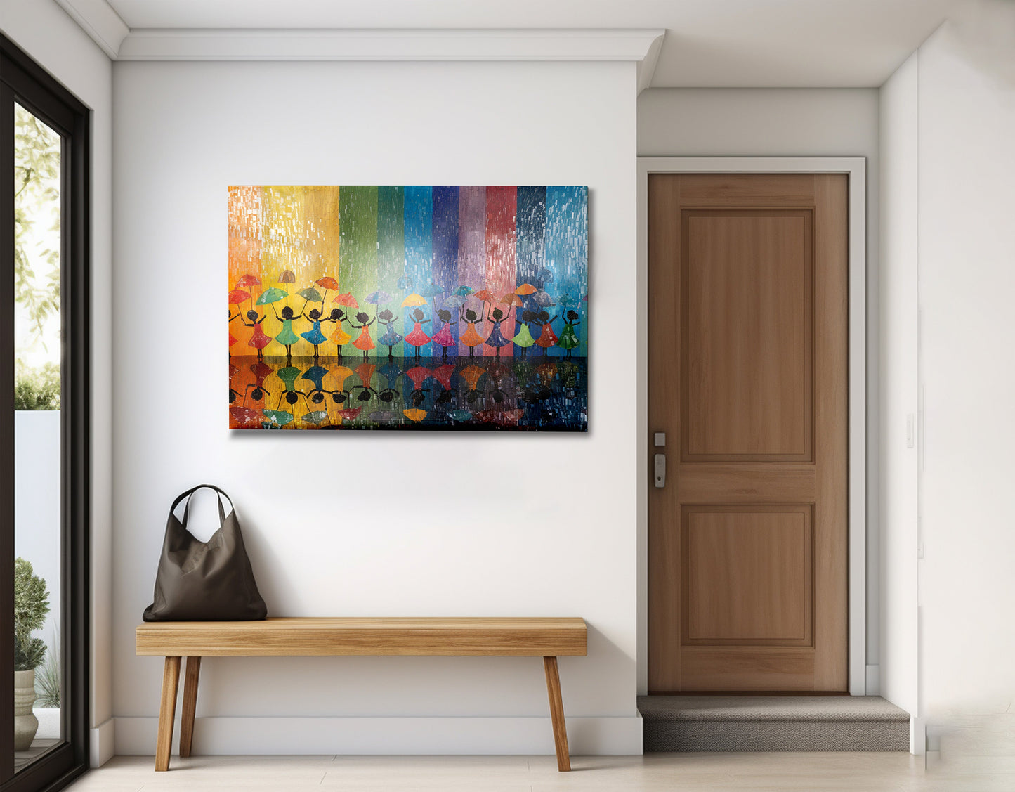 Black Girls Rainbow Umbrella Black children wall art view 23