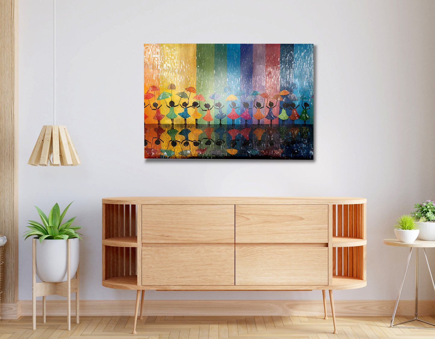 Black Girls Rainbow Umbrella Black children wall art view 20