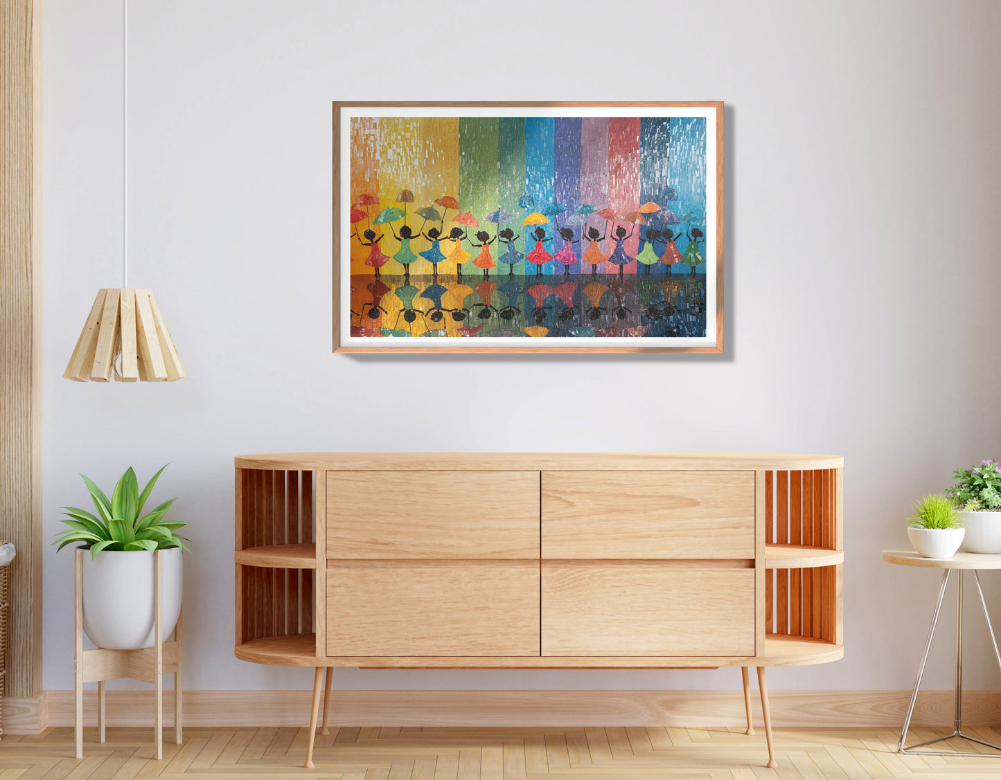Black Girls Rainbow Umbrella Black children wall art view 80