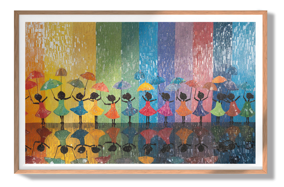 Black Girls Rainbow Umbrella Black children wall art view 79