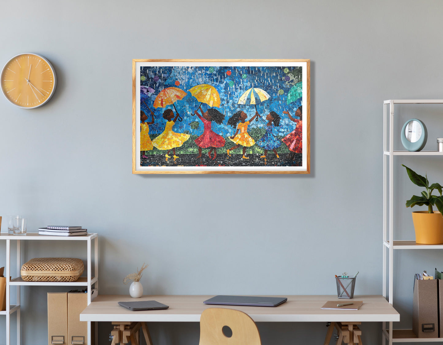 Black Girls Rainy Day Black children wall art view 78