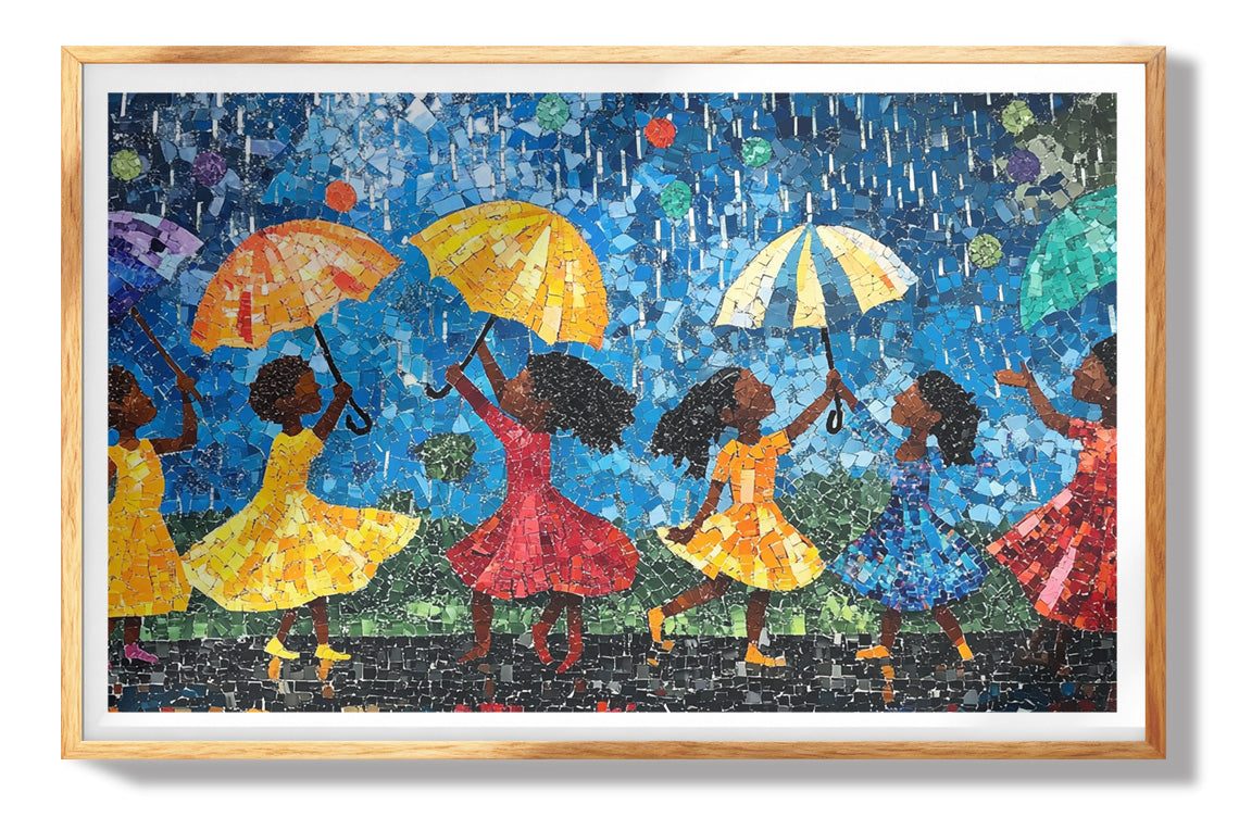 Black Girls Rainy Day Black children wall art view 73