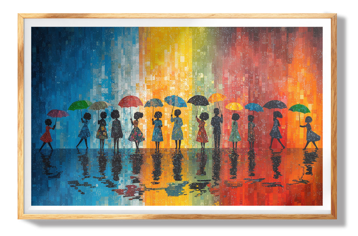 Black Girls Umbrella Dance Black children wall art view 73