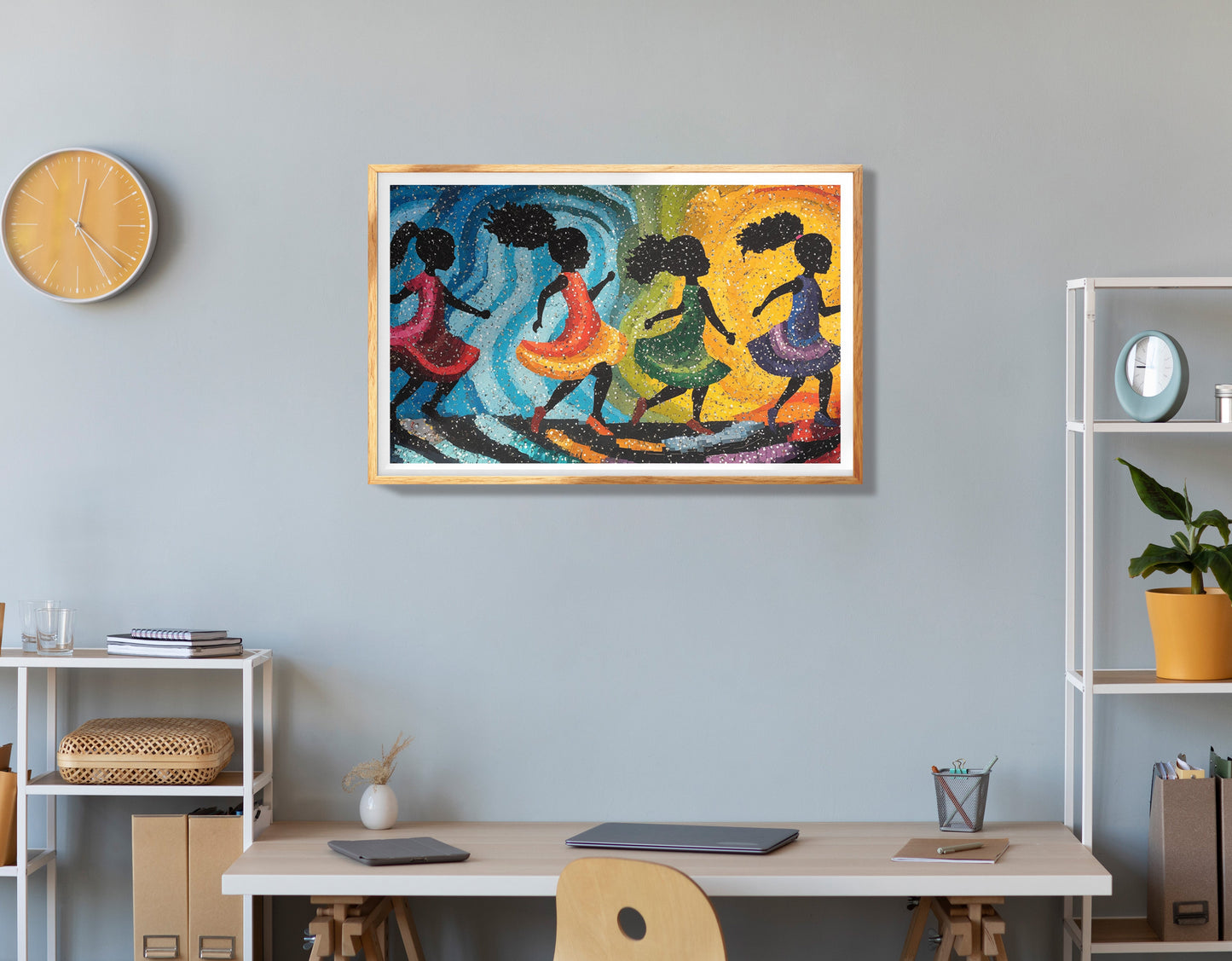 Black Girls Rainbow Umbrella Black children wall art view 78