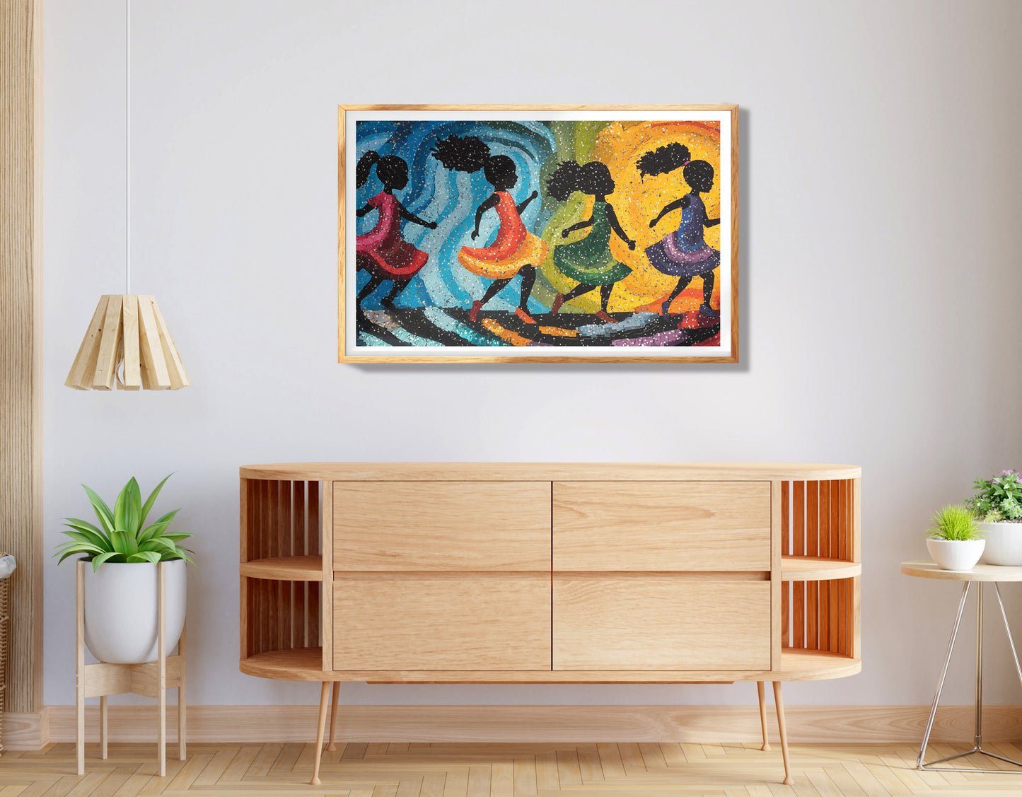 Black Girls Rainbow Umbrella Black children wall art view 74
