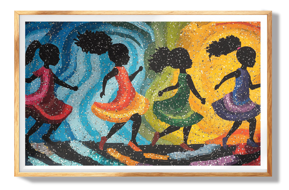 Black Girls Rainbow Umbrella Black children wall art view 73