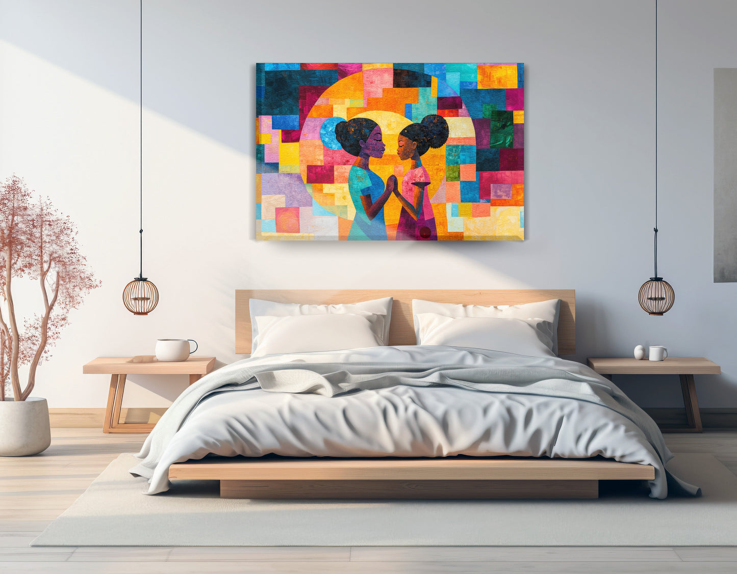 Black Girls Friendship Black children wall art displayed as bedroom wall decor