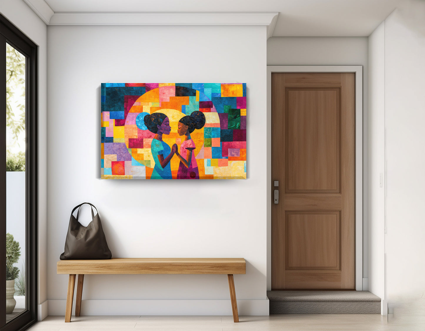 Black Girls Friendship Black children wall art displayed as entryway wall decor