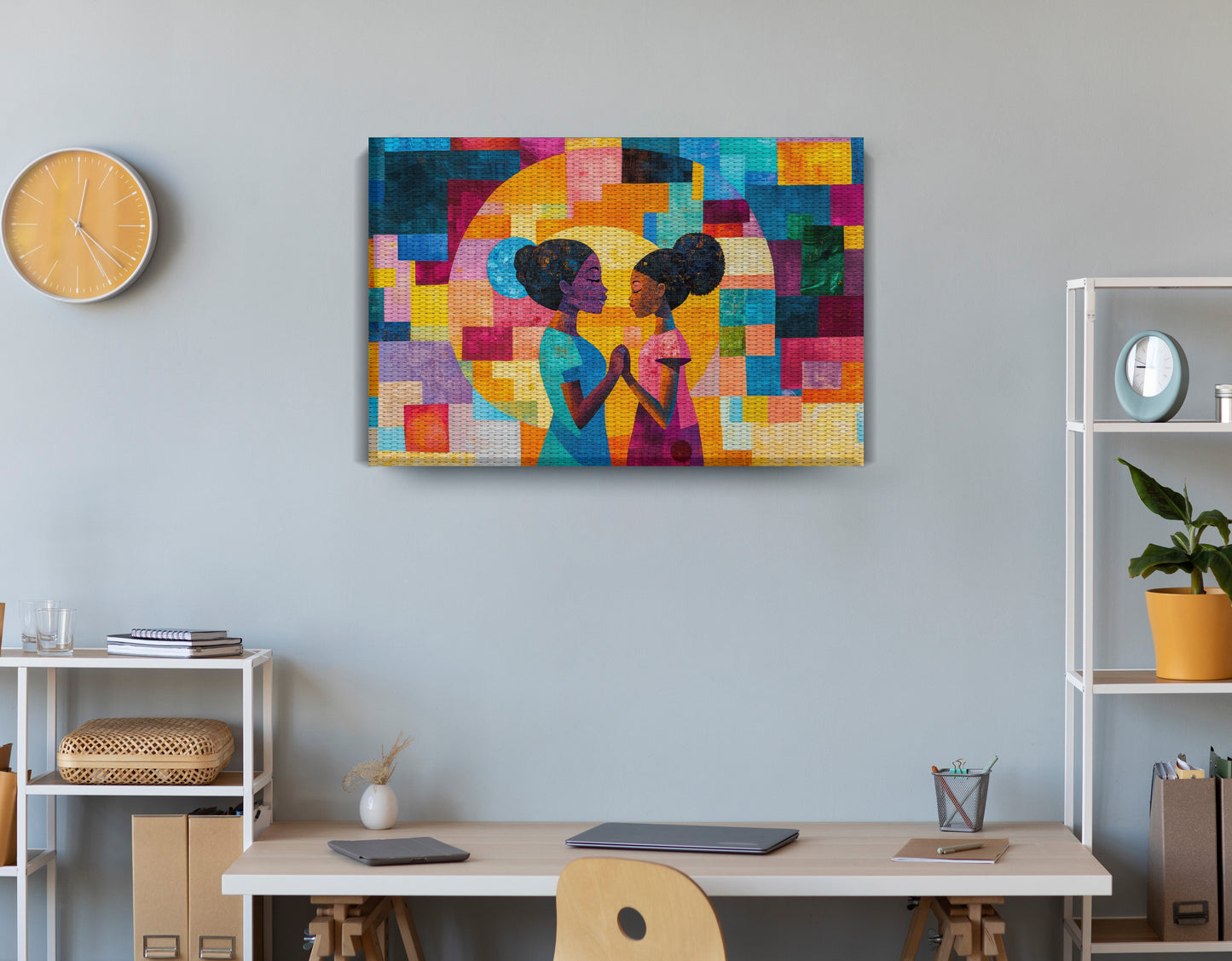 Black Girls Friendship Black children wall art displayed as office wall decor