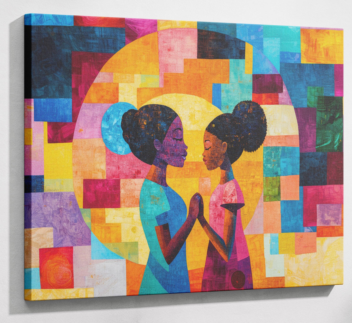 Black Girls Friendship Black children wall art canvas print with visible wall art format
