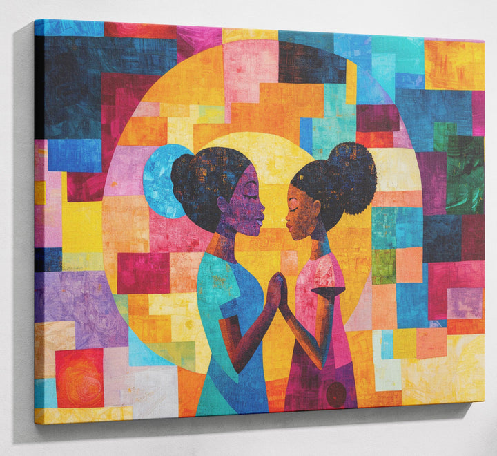 Black Girls Friendship Black children wall art canvas print with visible wall art format