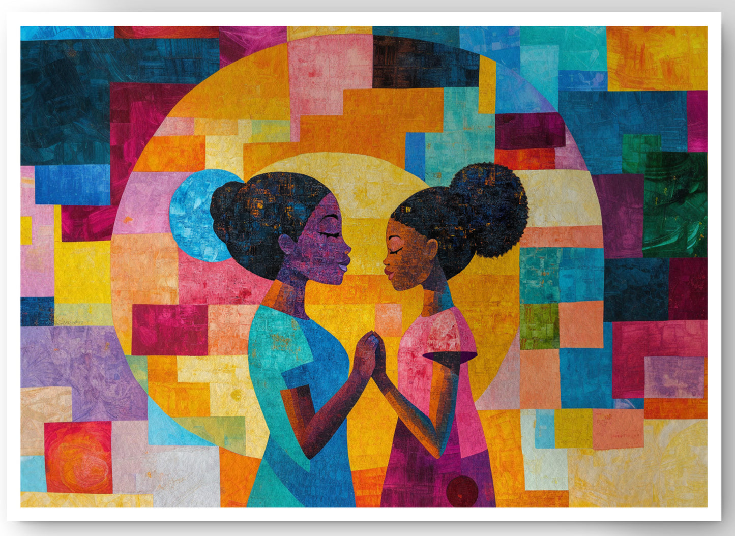 Black Girls Friendship Black children wall art canvas print by MoomZee Artwork