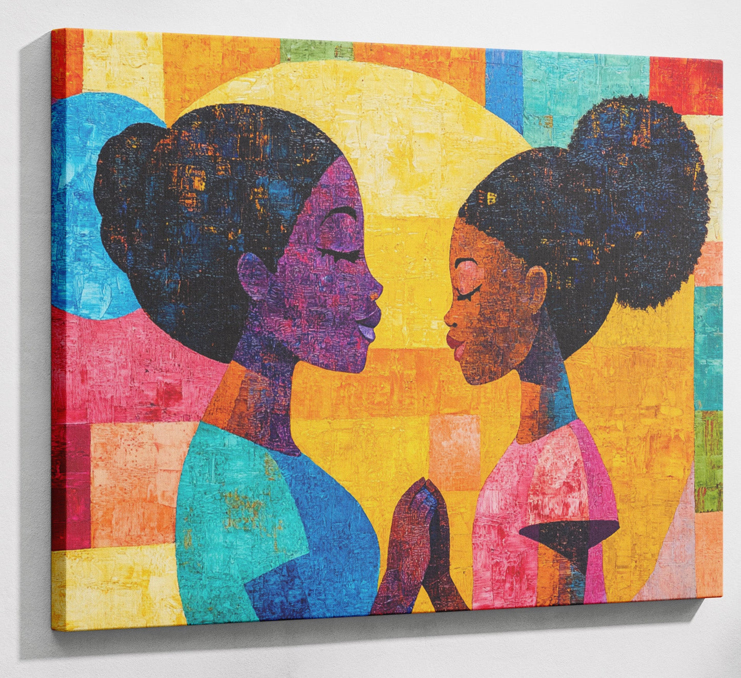 Black Women Prayer Portrait Black woman wall art canvas print with visible wall art format