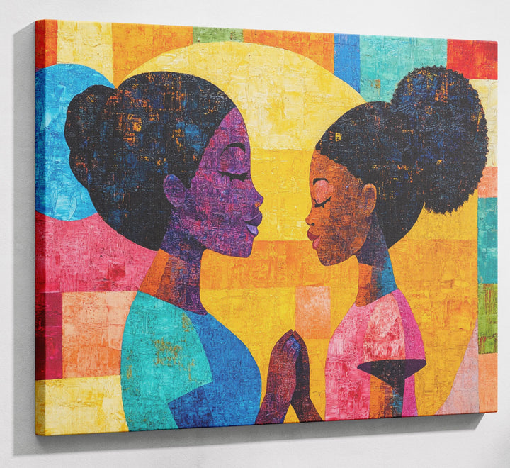 Black Women Prayer Portrait Black woman wall art canvas print with visible wall art format
