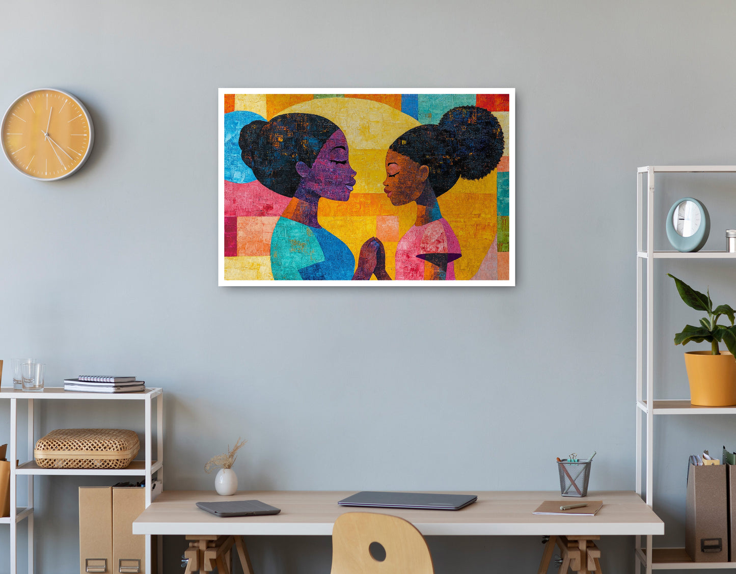 Black Women Prayer Portrait Black woman wall art print view