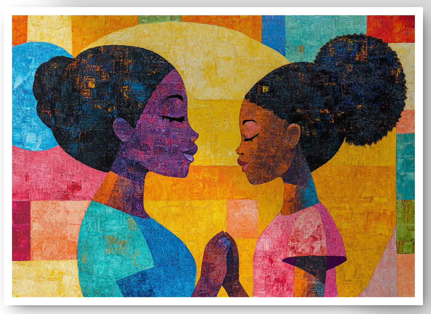 Black Women Prayer Portrait Black woman wall art canvas print by MoomZee Artwork