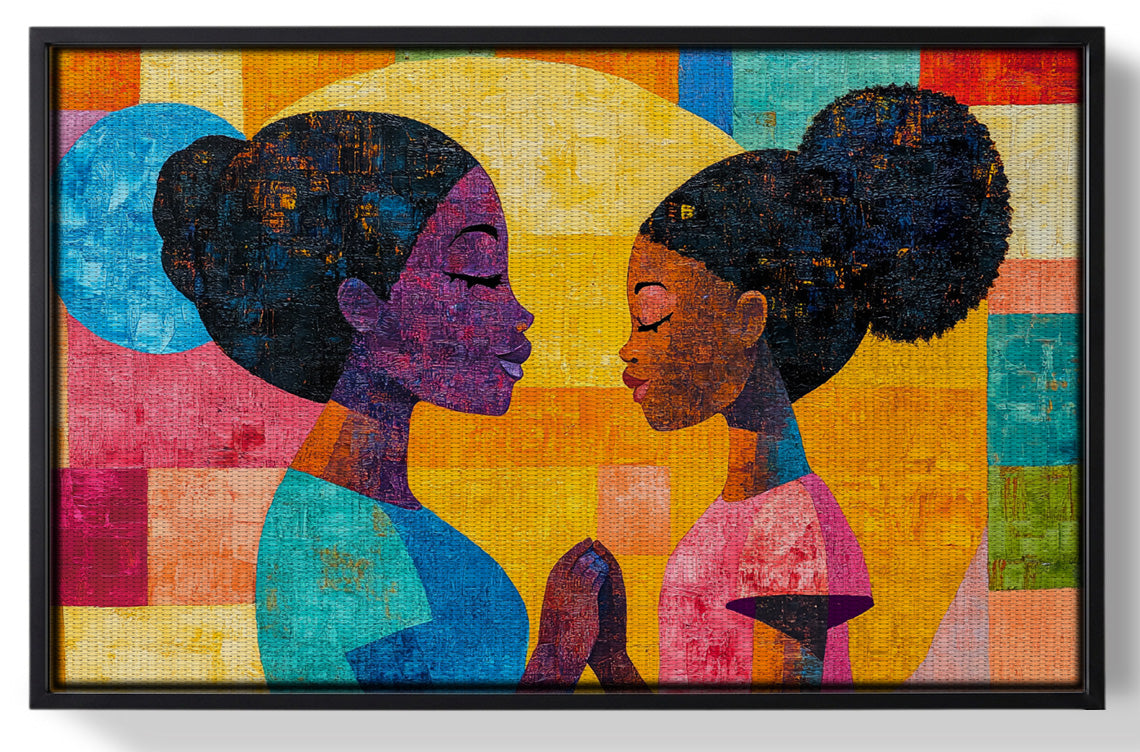 Framed Black Women Prayer Portrait Black woman wall art for home decor