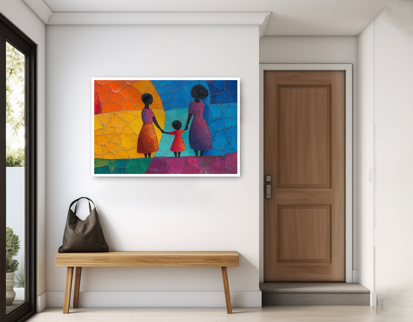 Black Mother and Child Abstract Black family wall art home decor view