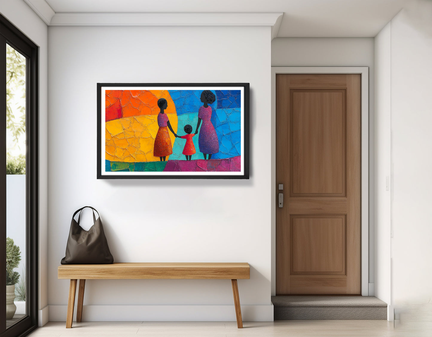 Black Mother and Child Abstract Black family wall art view 71