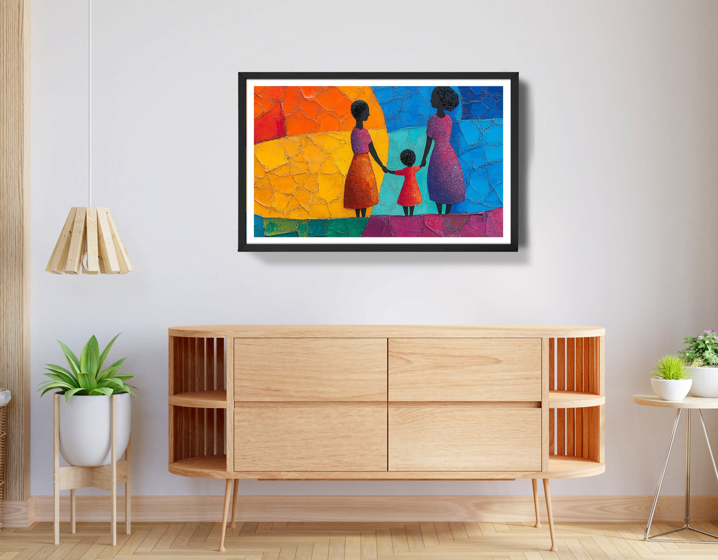 Black Mother and Child Abstract Black family wall art view 68