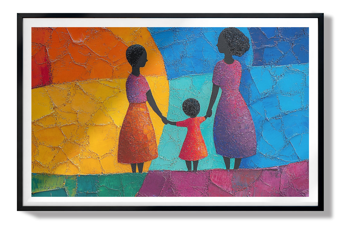 Black Mother and Child Abstract Black family wall art view 67