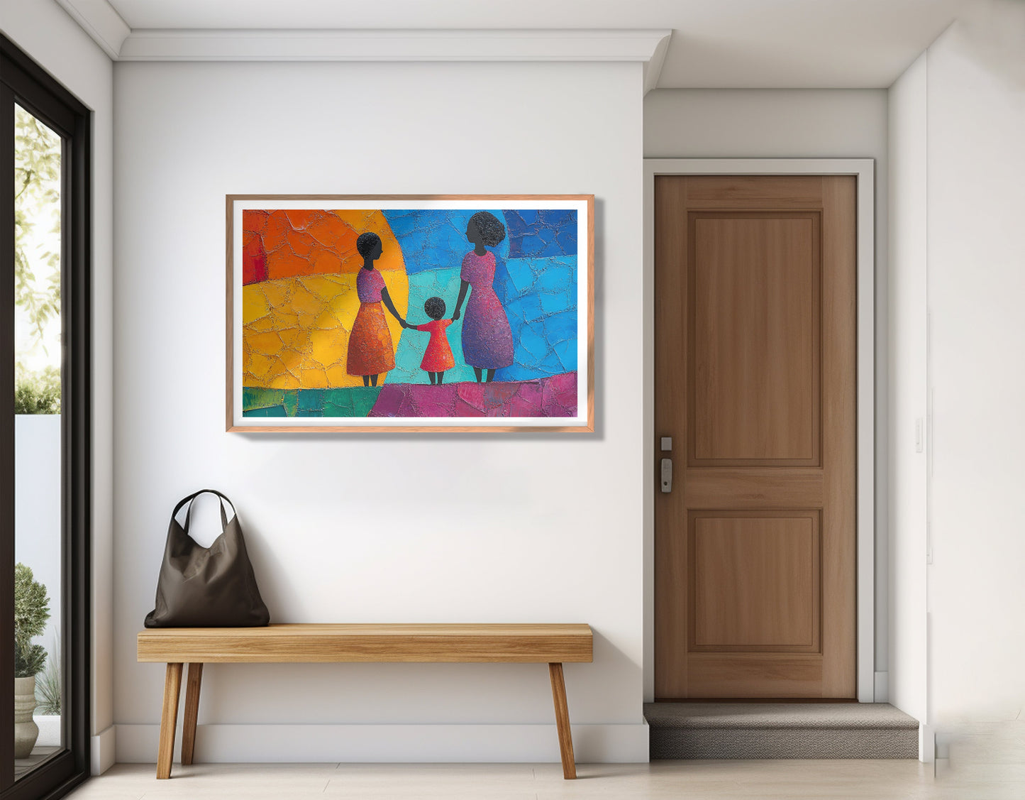 Black Mother and Child Abstract Black family wall art view 83