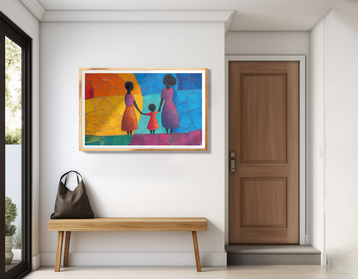 Black Mother and Child Abstract Black family wall art view 77