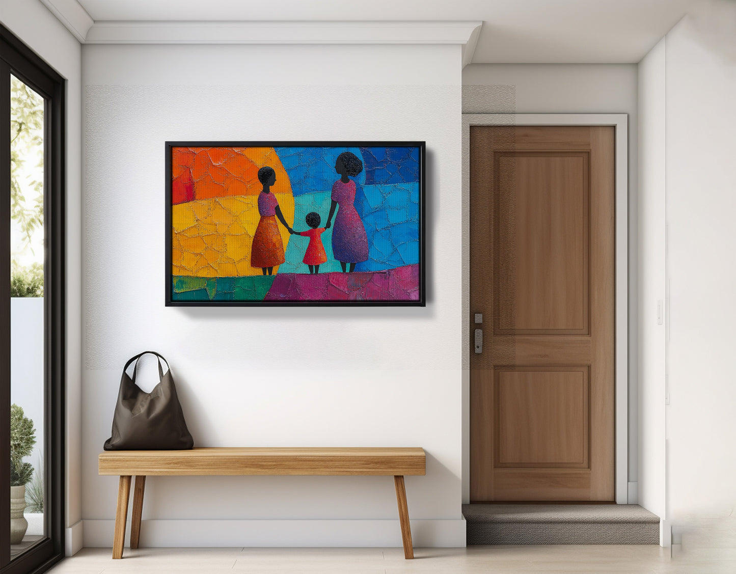 Black Mother and Child Abstract Black family wall art view 29
