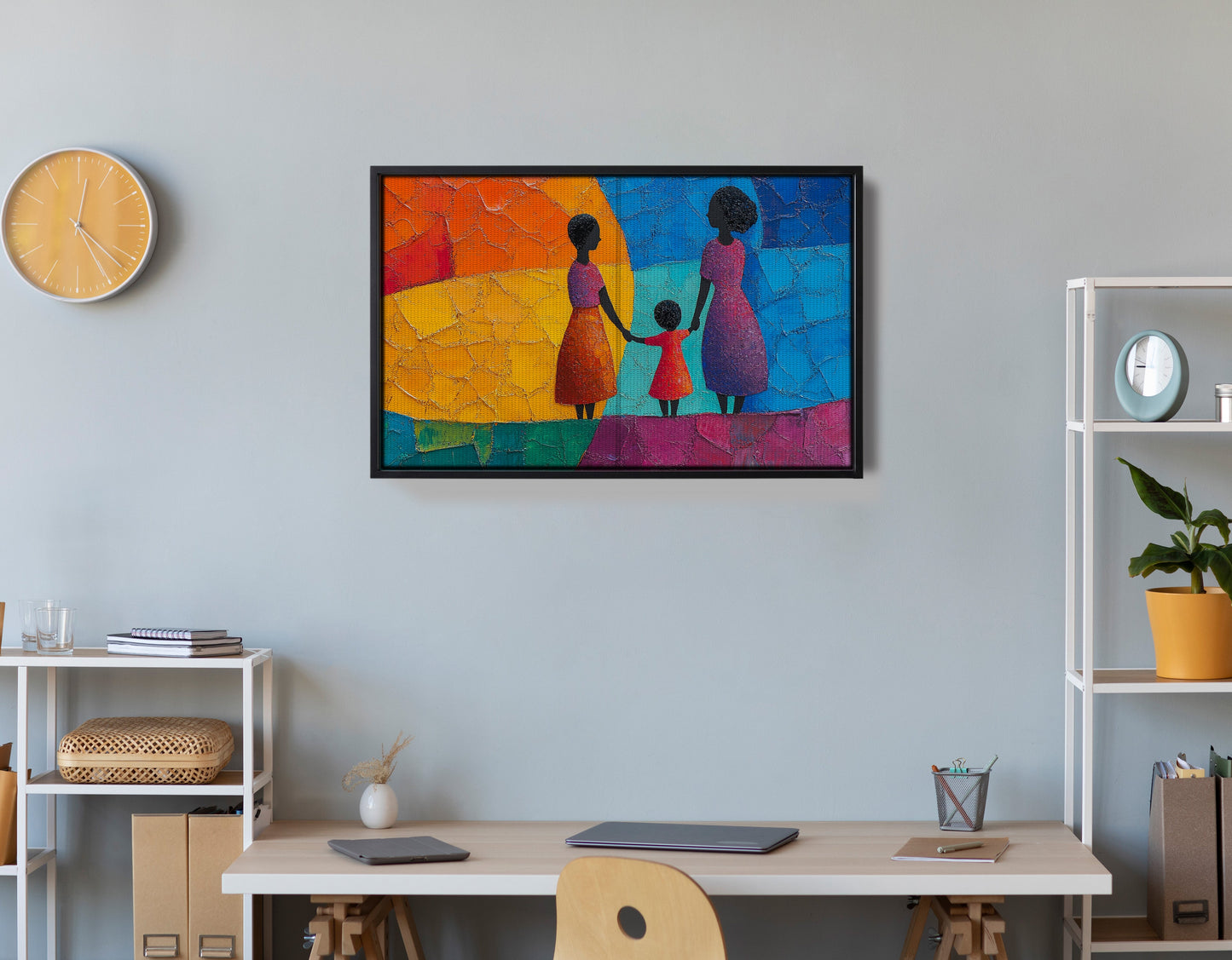 Black Mother and Child Abstract Black family wall art view 30