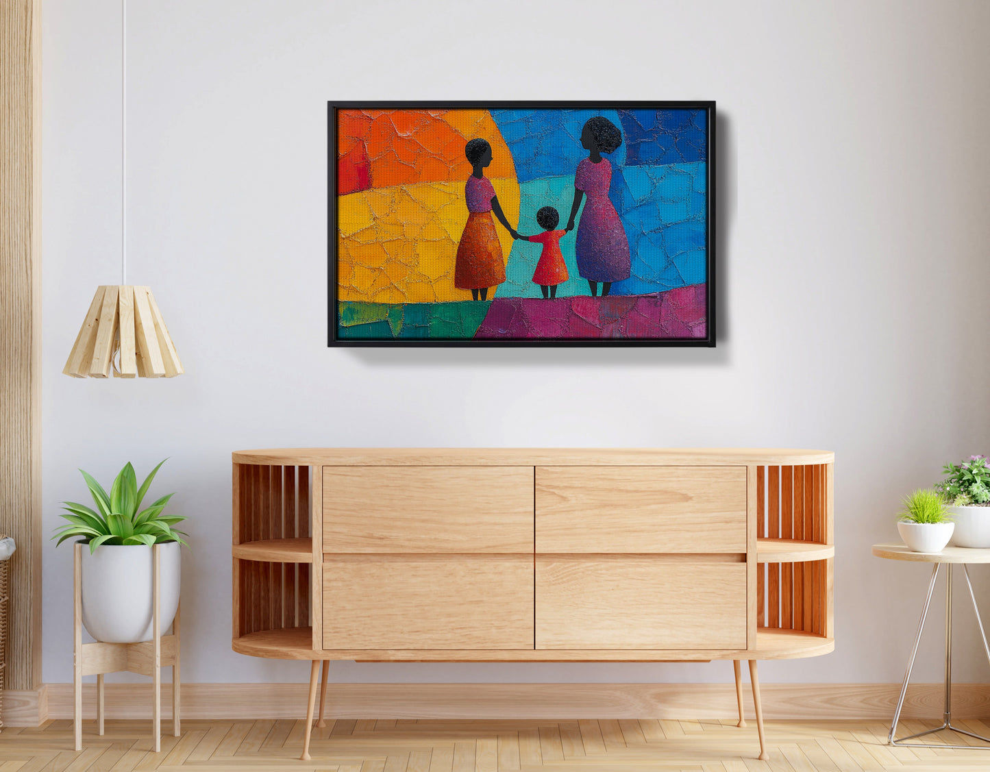Black Mother and Child Abstract Black family wall art view 26