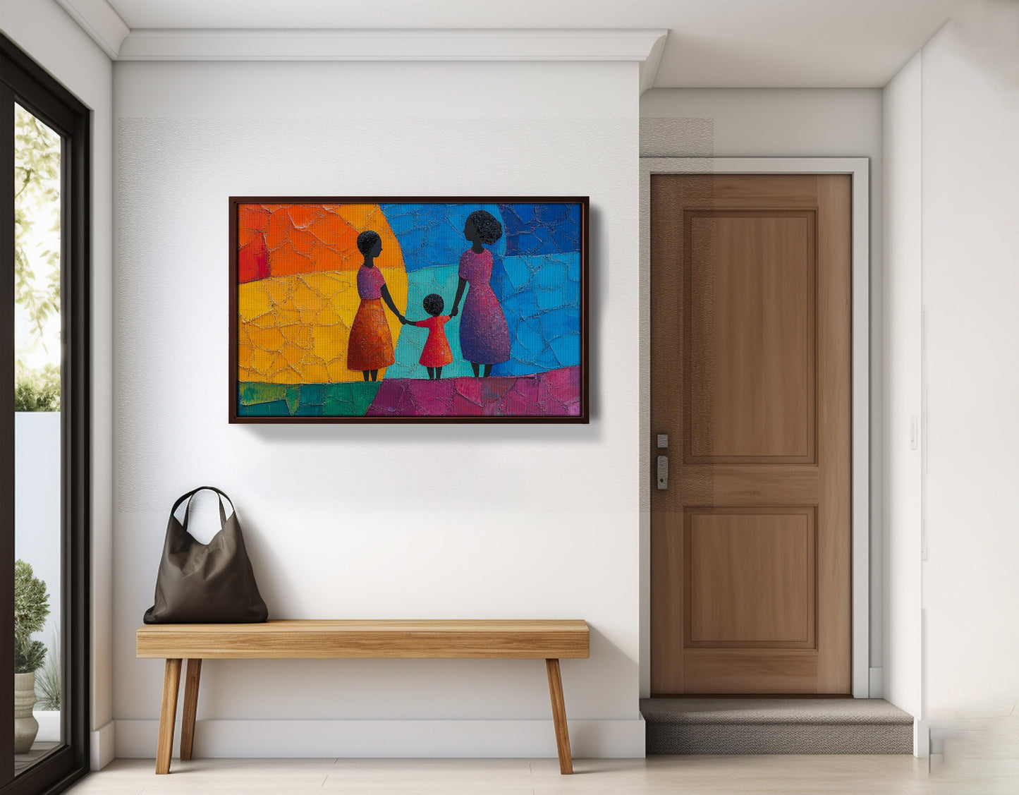 Black Mother and Child Abstract Black family wall art view 35
