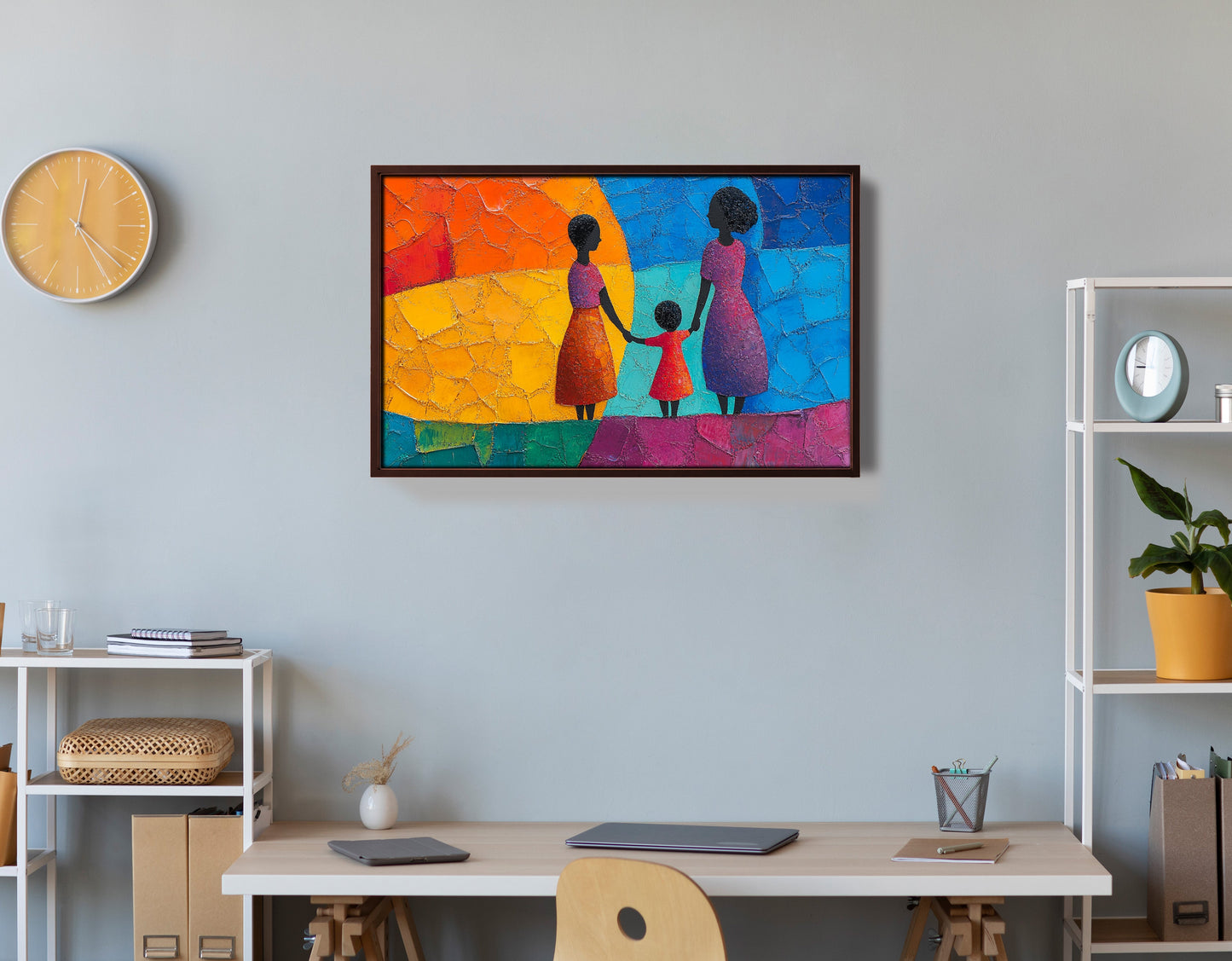 Black Mother and Child Abstract Black family wall art view 36