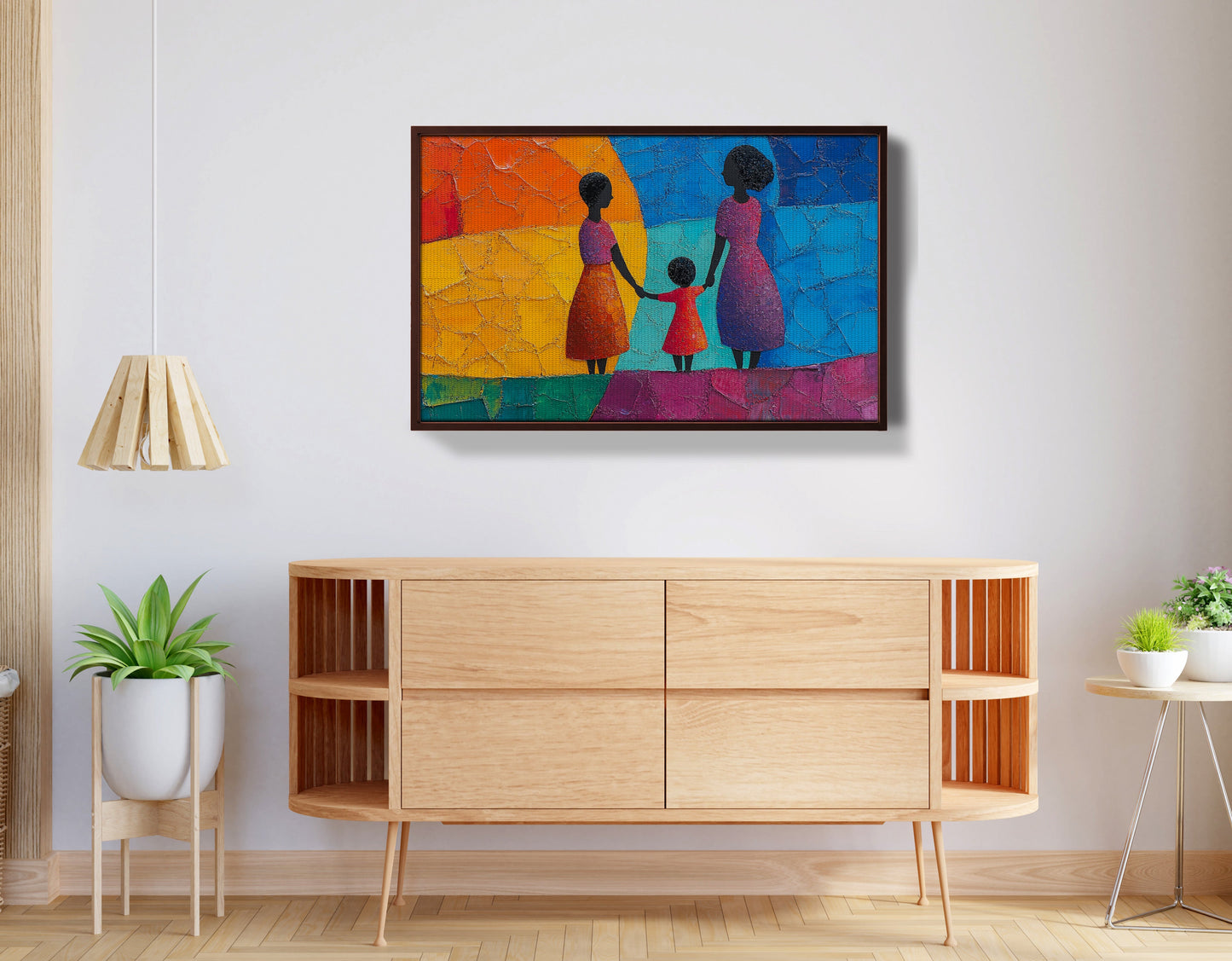 Black Mother and Child Abstract Black family wall art view 32