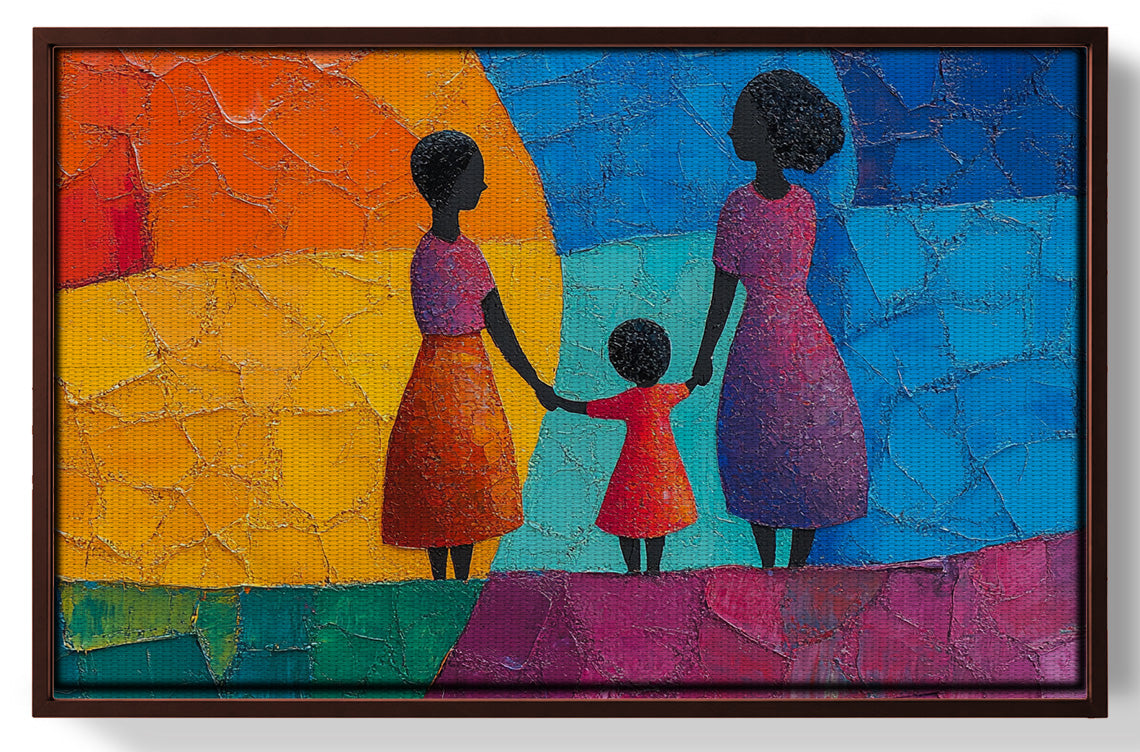 Black Mother and Child Abstract Black family wall art view 31