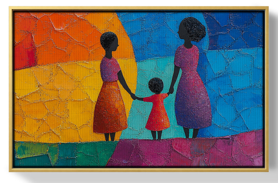 Black Mother and Child Abstract Black family wall art view 37