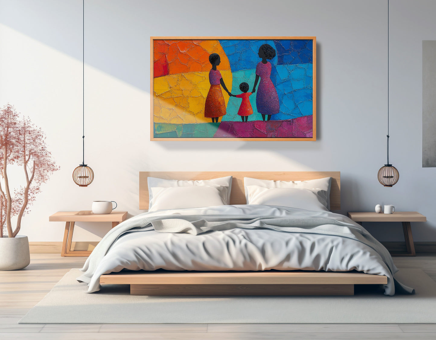 Black Mother and Child Abstract Black family wall art view 45