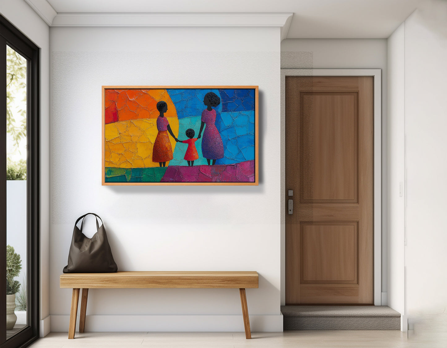 Black Mother and Child Abstract Black family wall art view 47