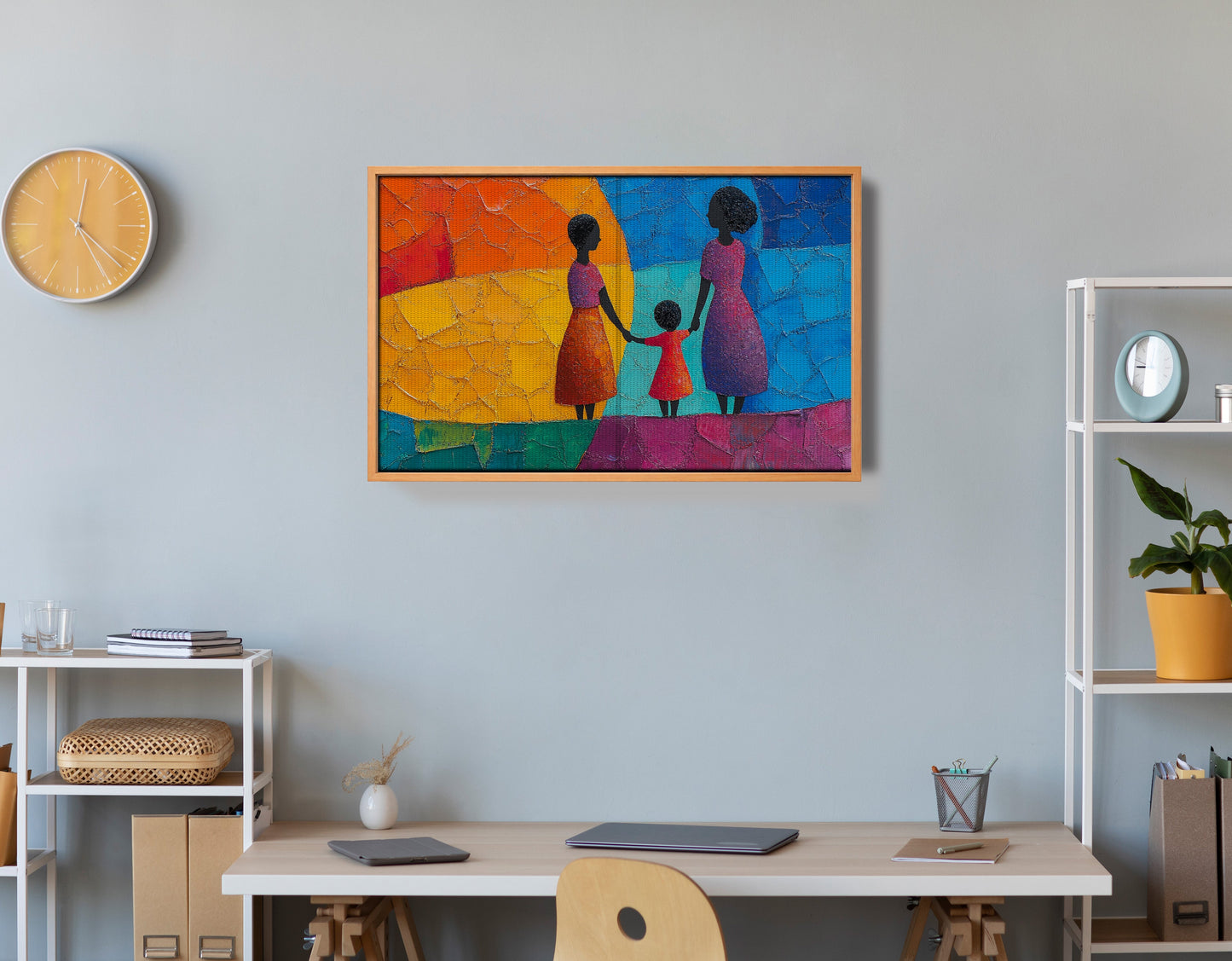 Black Mother and Child Abstract Black family wall art view 48