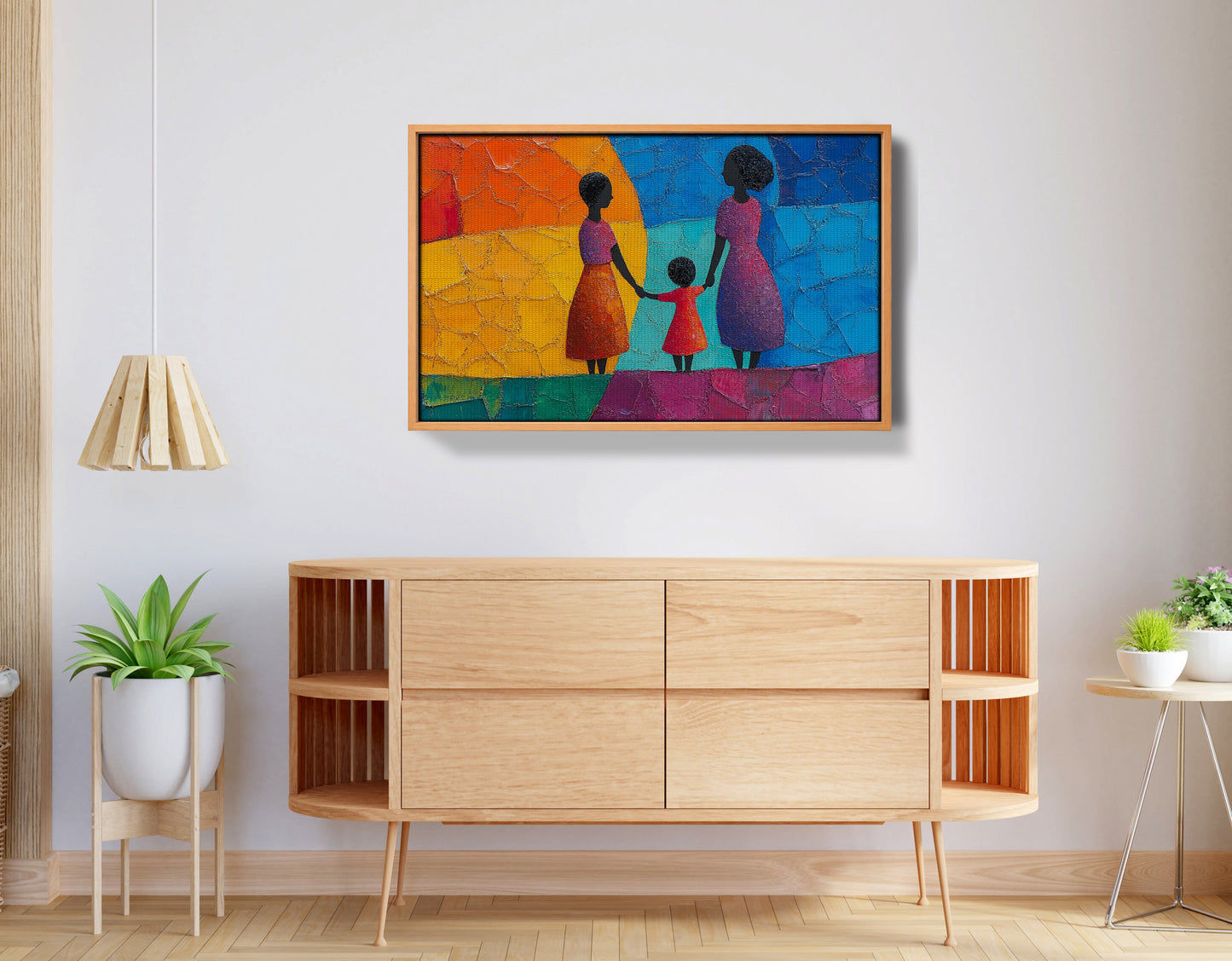 Black Mother and Child Abstract Black family wall art view 44