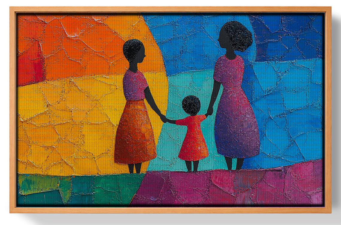 Black Mother and Child Abstract Black family wall art view 43